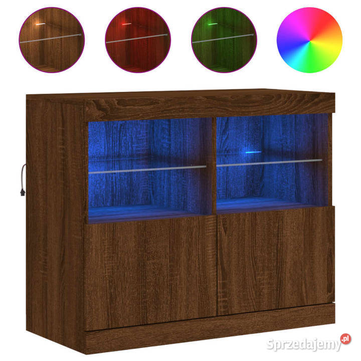 Szafka z oświetleniem LED brązowy dąb 81x37x67