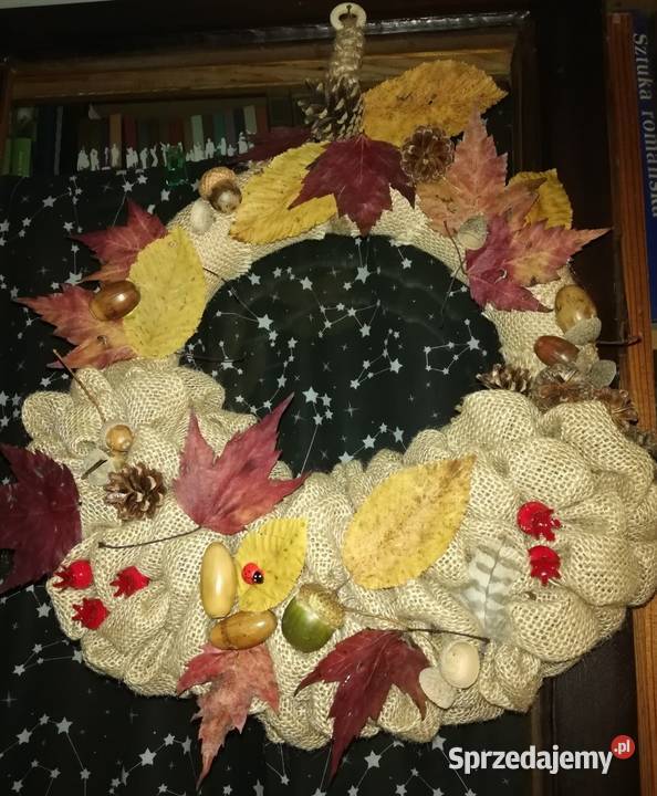 Dekoracja jesienna wianuszek 35 juta wielokolorowy