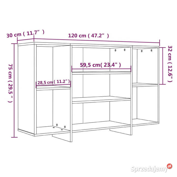 Szafka szary dąb sonoma 120x30x75 materiał Warszawa