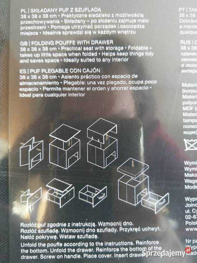 NAJTANIEJ Składany Puf Ze Schowkiem i Szufladą