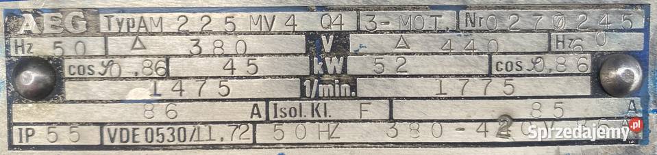 silnik elektryczny 45kW 1475obr 3fazowy B3 Silniki kujawsko-pomorskie Pigża