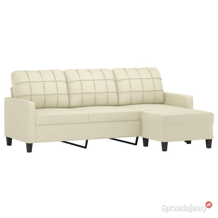 3osobowa sofa z podnóżkiem kremowa 180 sztuczna Warszawa sprzedam