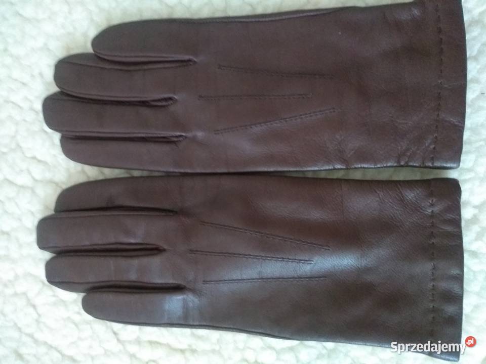 Rękawiczki męskie skórzane w kolorze brązowym Dla mężczyzn Dębica