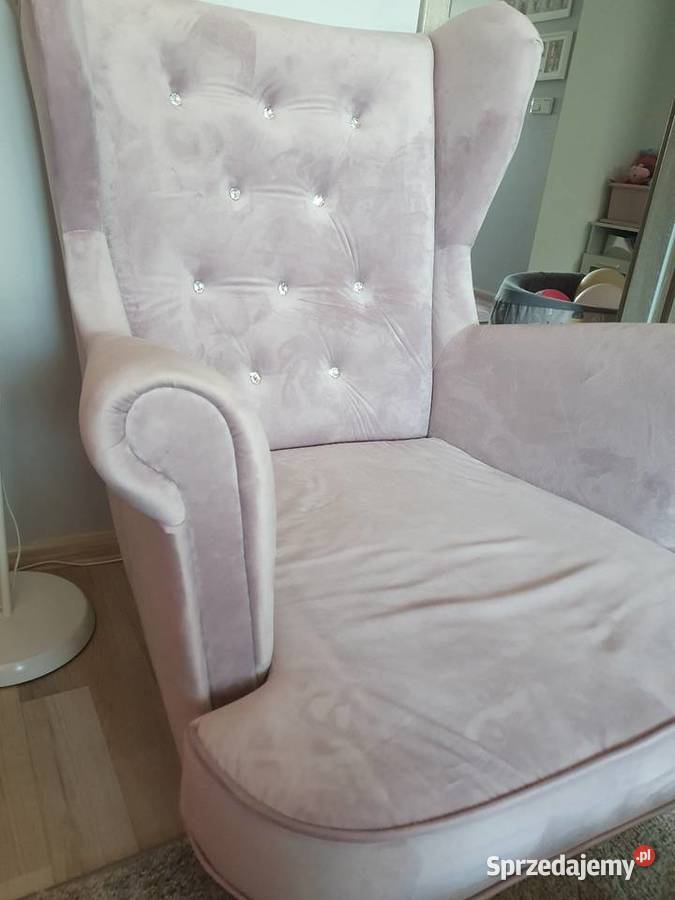 Fotel uszak podnóżek velvet diamenciki Fotele lubelskie Lublin