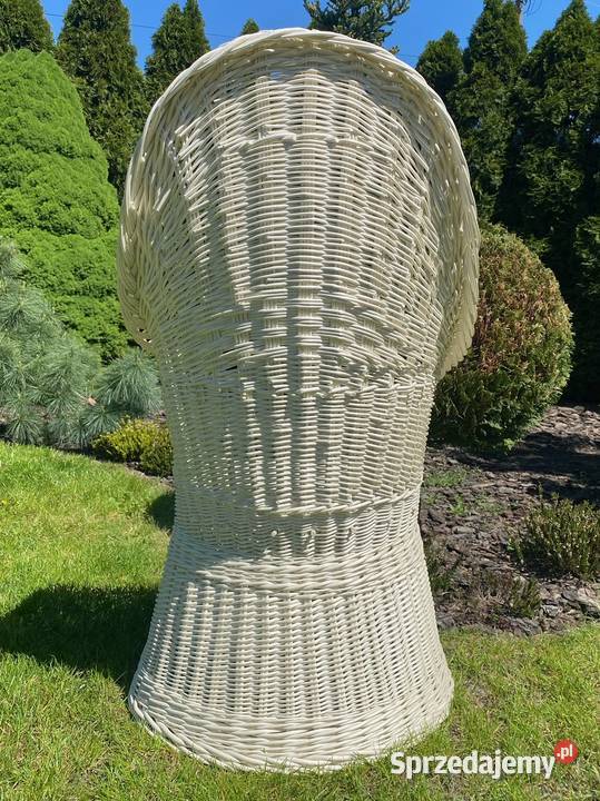 Fotel wiklinowy wysoki pełny biały podkarpackie Nowa Sarzyna