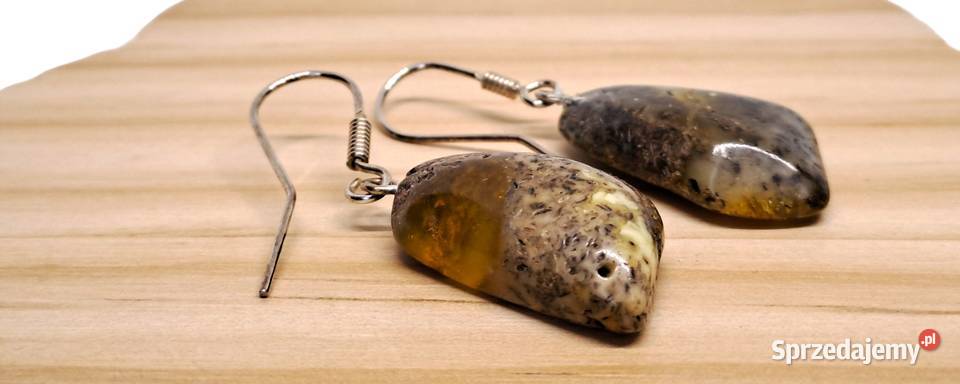 Kolczyki z BURSZTYNU bursztyn bałtycki bryłki Warszawa