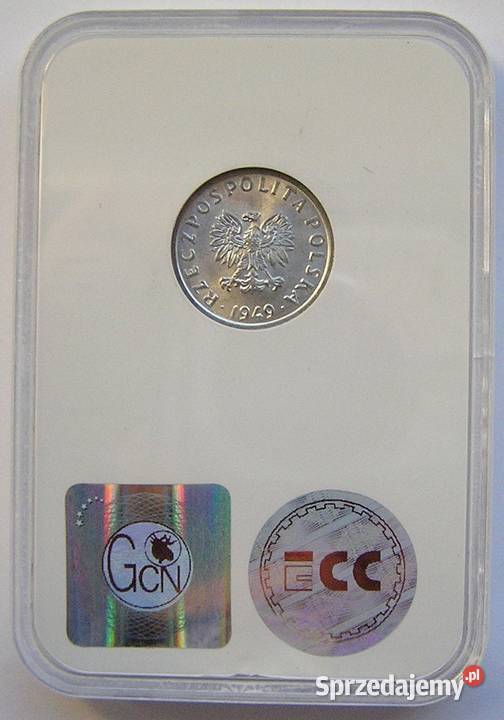 Polska 5 gr 1949 r bz Stan I UNC MS 65 w slabie