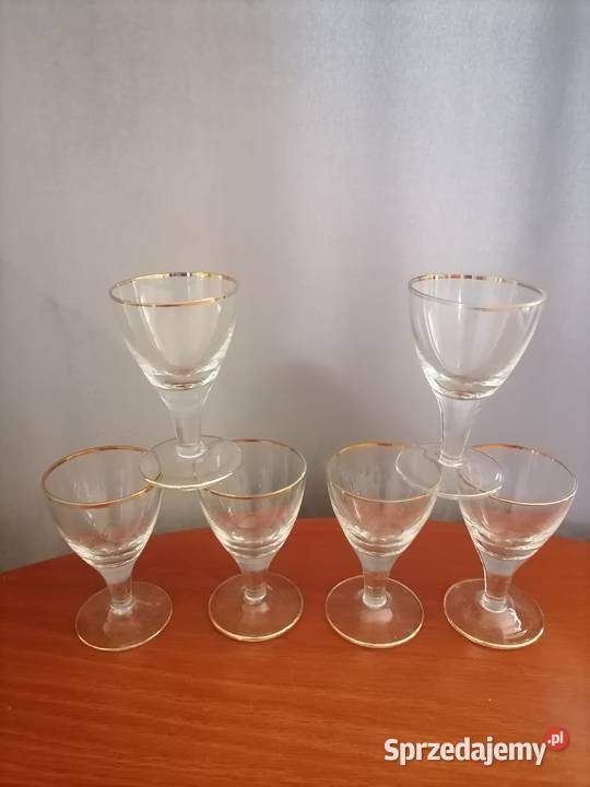 Kieliszki Złociste PRL Porcelana i szkło Wałbrzych