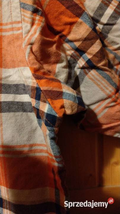 Koszula w kratkę pomarańczowo granatowa haft Rozmiar M mazowieckie Warszawa