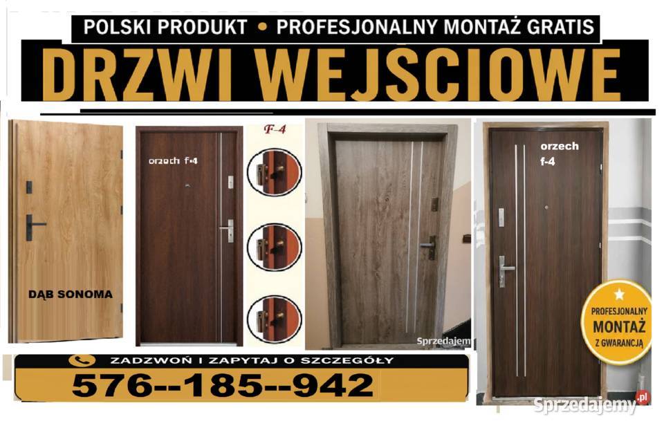 Drzwi WEJŚCIOWE zewnętrzne z MONTAŻEM do Ruda Śląska sprzedam
