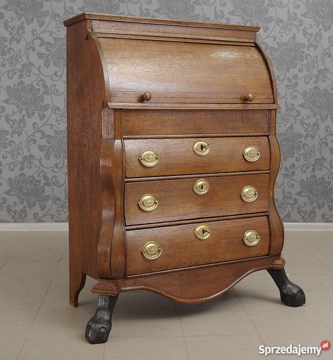 Sekretarzyk barokowy biurko cylindryczne opolskie Nysa