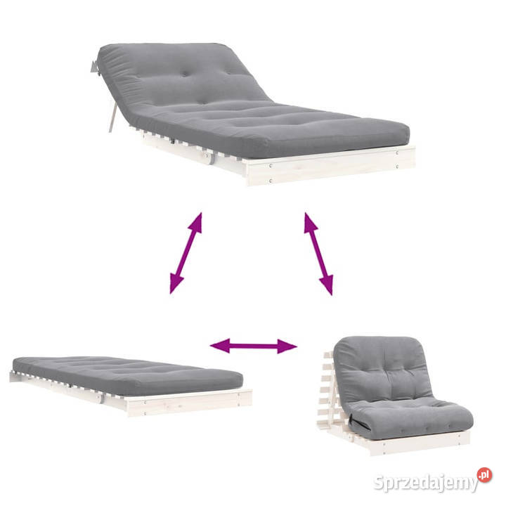 Sofa rozkładana futon z materacem biała Warszawa