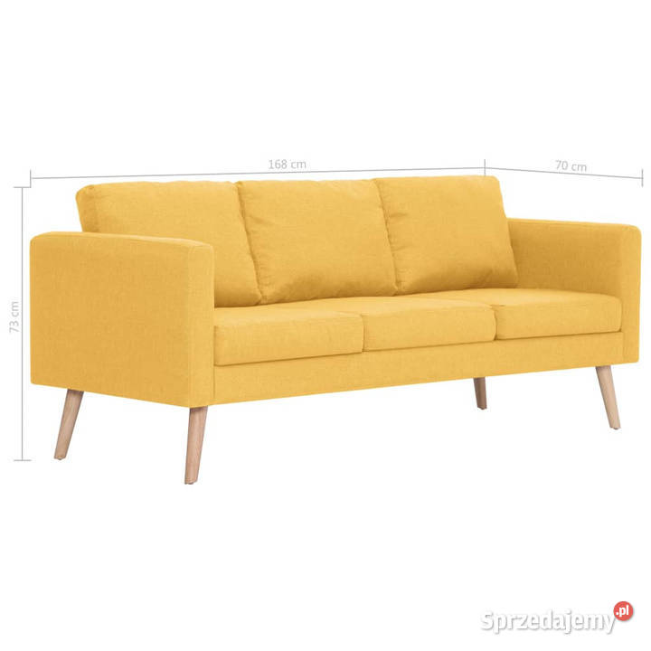 Sofa 3osobowa tapicerowana tkaniną żółta Warszawa