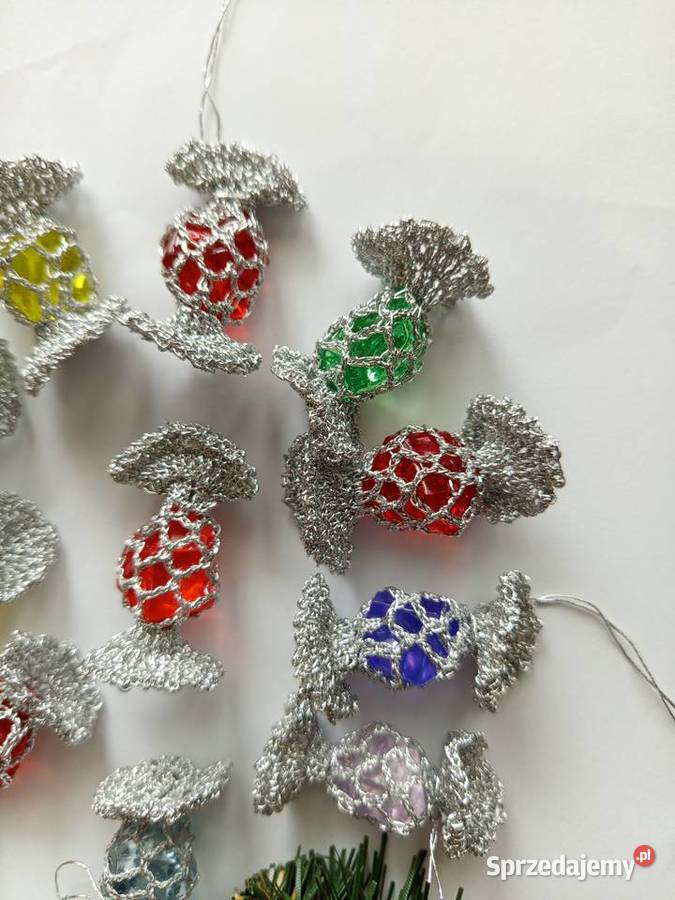 Szydełkowe cukierki na choinkę Święta ozdoba wielokolorowy Garbów