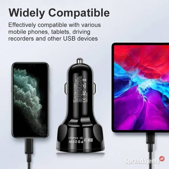 Szybka ładowarka samochodowa USB C 4 porty małopolskie Nowy Sącz sprzedam