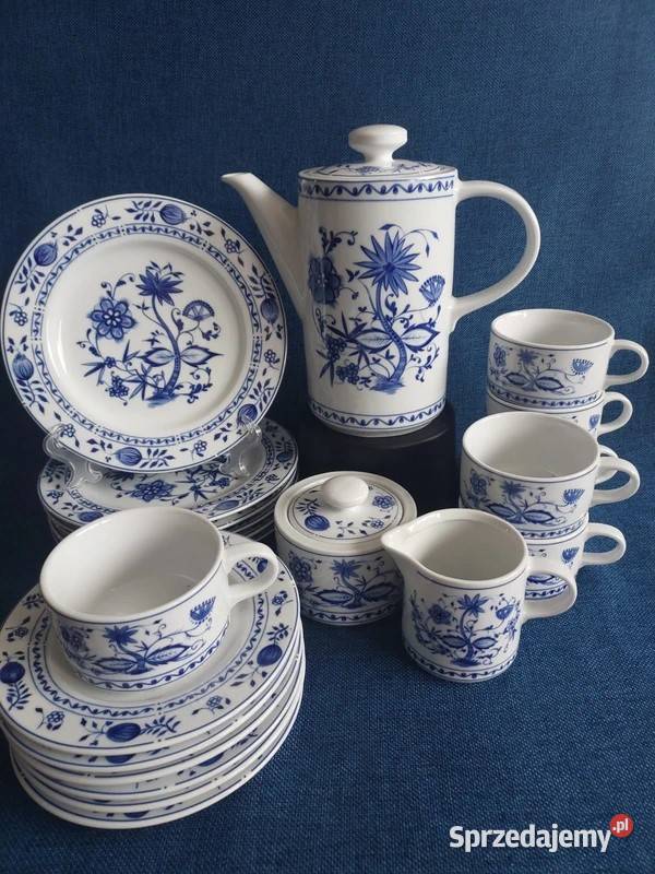 Serwis do kawy wzór cebulowy Kahla Porcelana i szkło Skwierzyna sprzedam