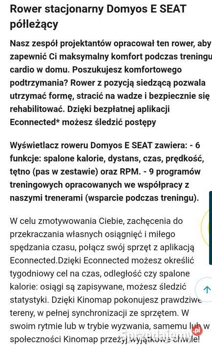 Rower stacjonarny Domyos 06 eseat półleżący Świdnica sprzedam