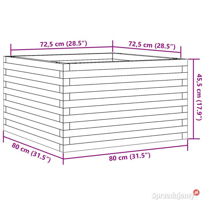 Donica ogrodowa woskowy brąz 80x80x455 drewno sprzedam