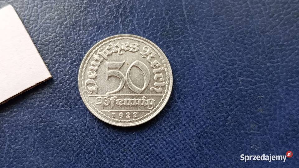 Stare monety 50 fenig 1922 D NIemcy Numizmatyka sprzedam