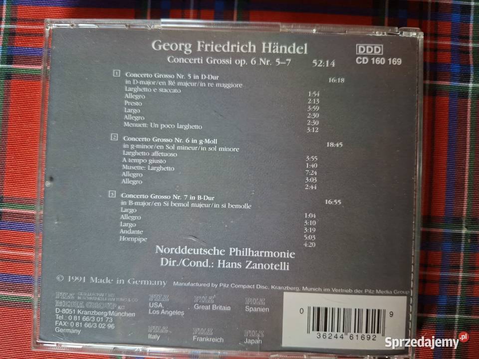 Georg Friedrich Handel Concerti Grossi op6 57 CD Kraków