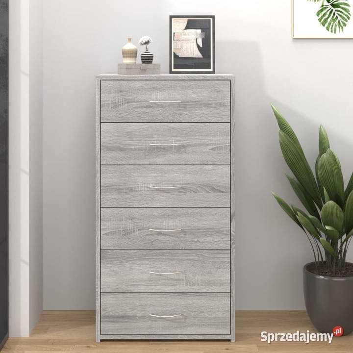 Komoda z 6 szufladami szary dąb sonoma 50x34x96 mazowieckie Warszawa
