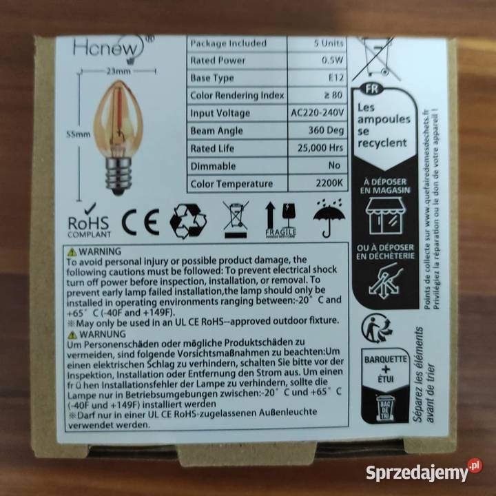 Hcnew C7 E12 220V lampa świeczna LED05W Zawiercie sprzedam