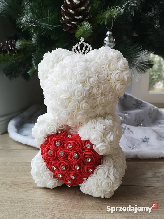 Miś z róż piankowych z diamentowym sercem wys25 mazowieckie