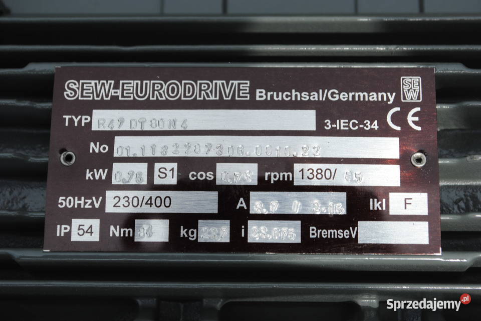 Motoreduktor 075kw 85obrmin firmy SEW lubuskie Kargowa