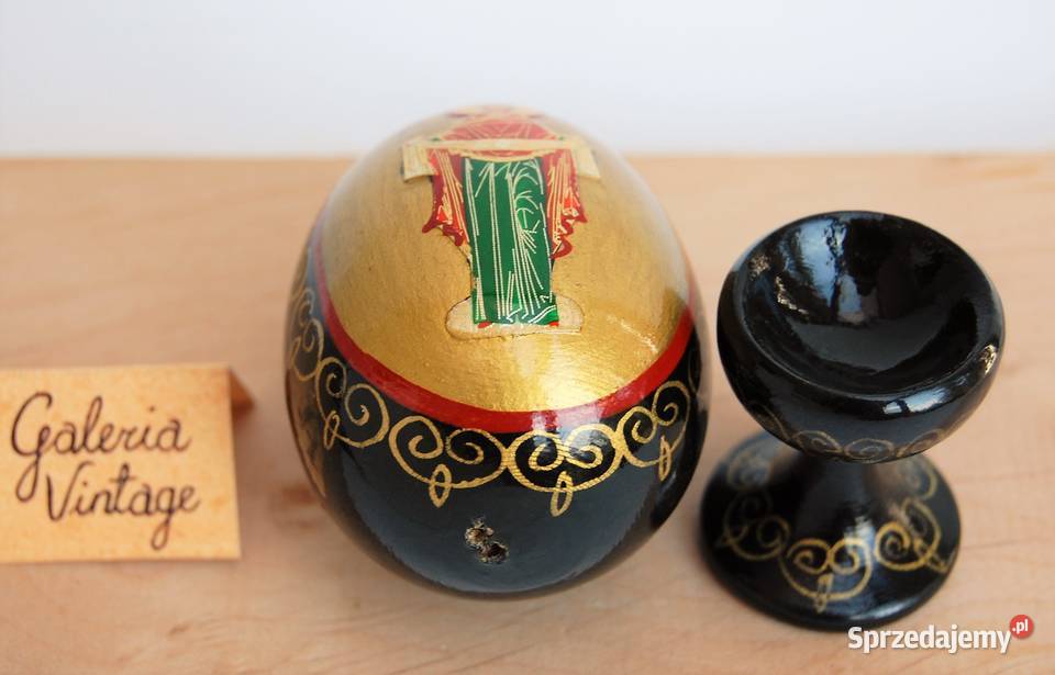 Drewniana pisanka na nóżce Rosja ikona Matka lubelskie Lublin