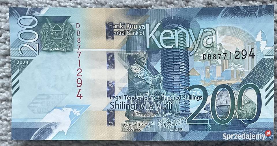 Banknot 200 szyling kenijski kenia KENYA stan Bydgoszcz