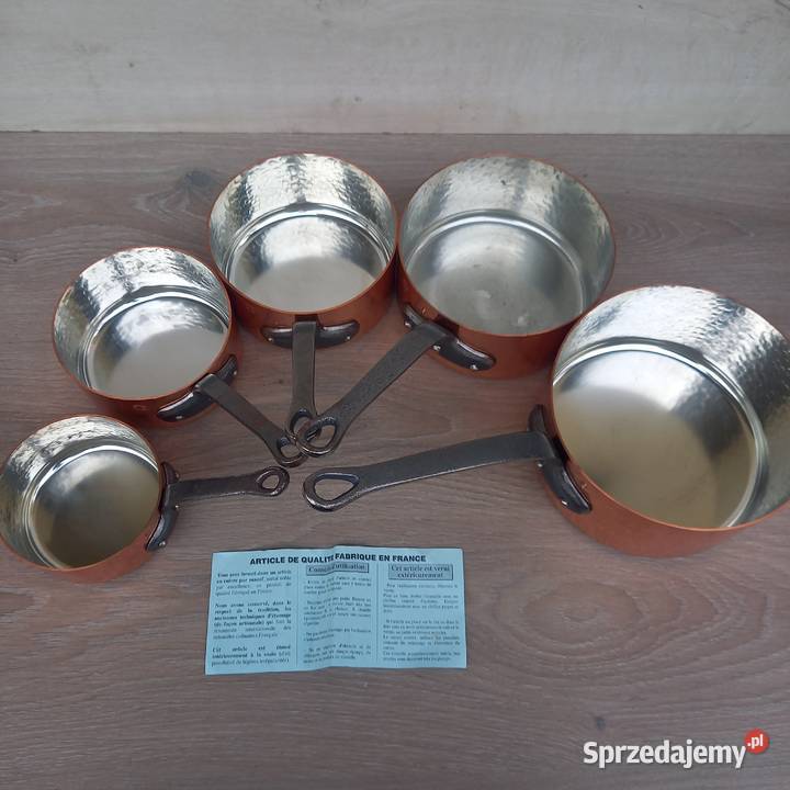 Miedziany garnek miedziane rondle 5 sygnowane Warszawa