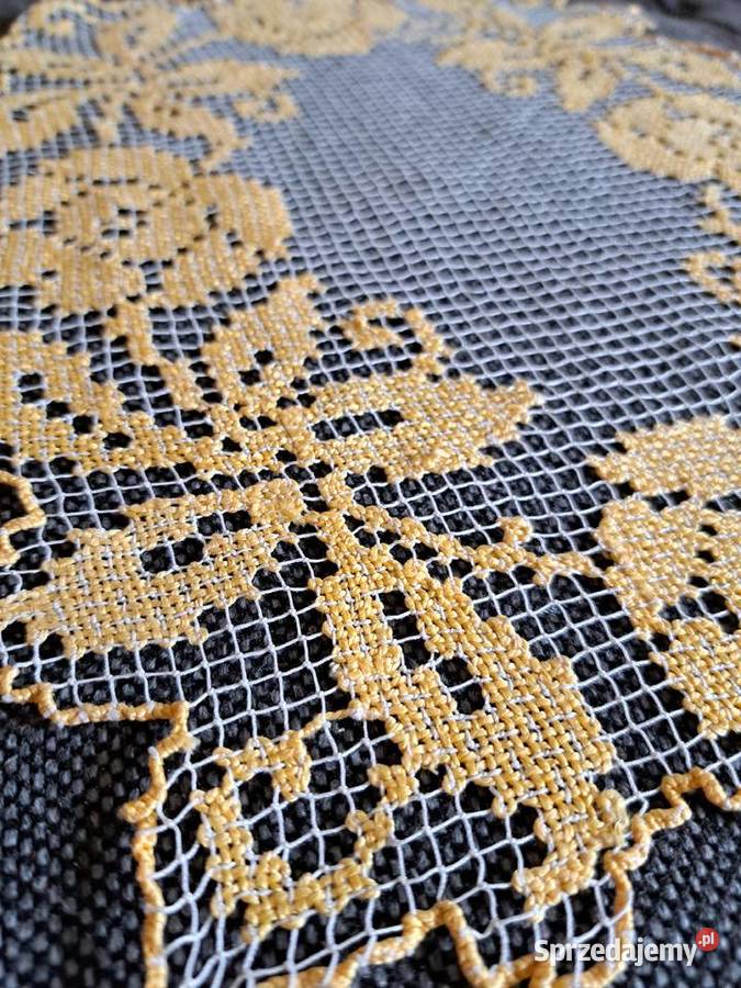 Zestaw 3 serwetek żółtobiałych vintage ecru Wyposażenie wnętrz łódzkie Łódź sprzedam