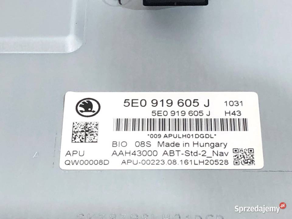 RADIO SKODA OCTAVIA III 5E0919605J ODTWARZACZ Sprzęt audio fabryczny