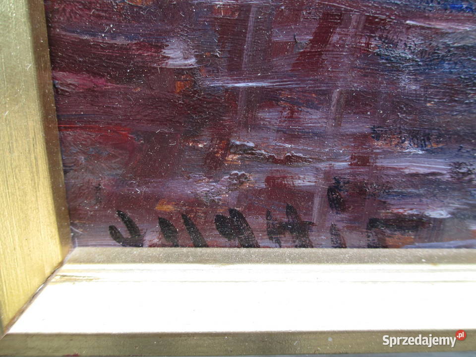 Obraz olejny Pejzaż Szwecja lata 60 Lublin