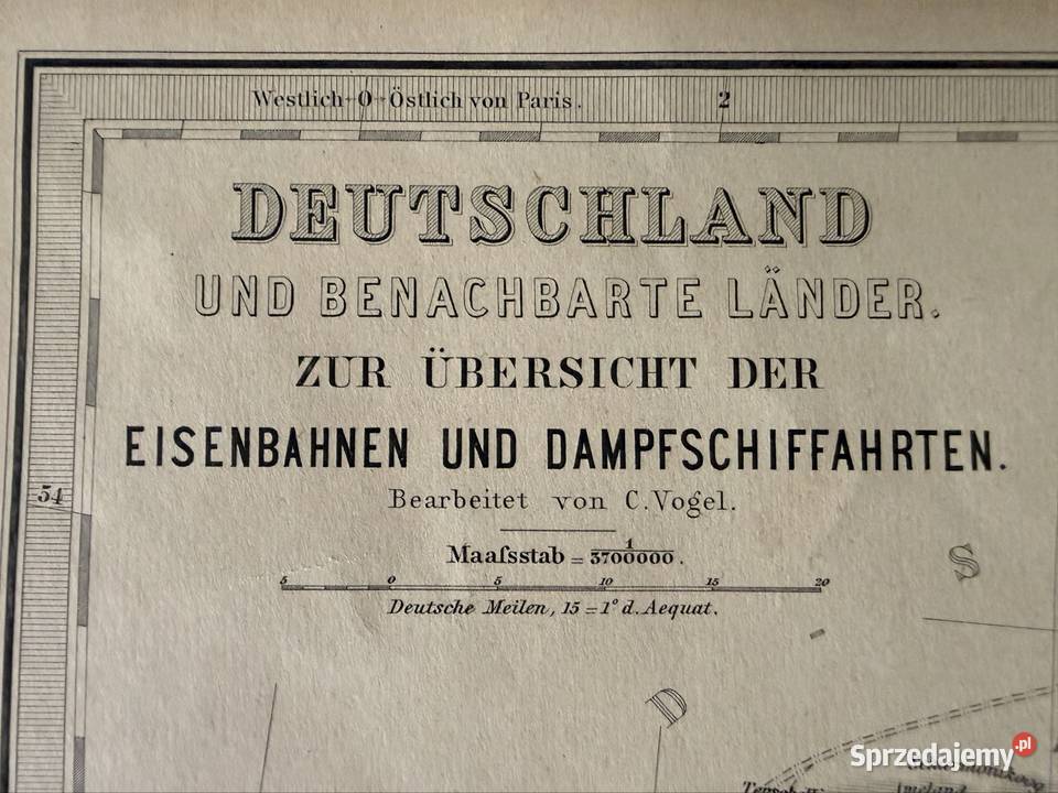 Historyczna Mapa Kolejowa 1869 Polska Niemcy Czerwionka-Leszczyny sprzedam