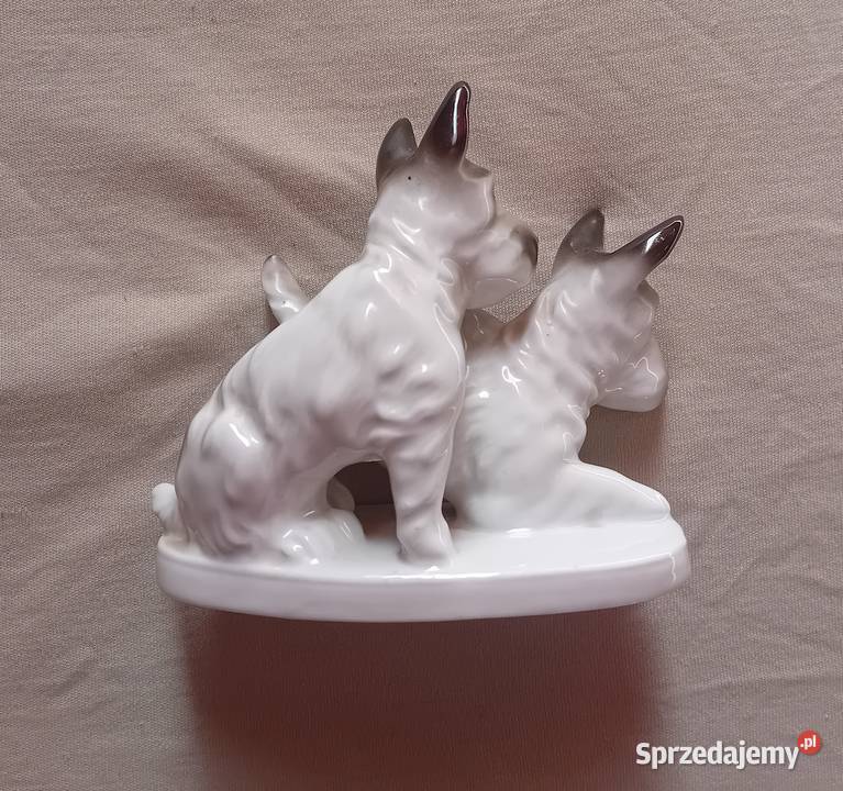 Figurka dwa teriery szkockie Grafenthal autor wielkopolskie Koźminek