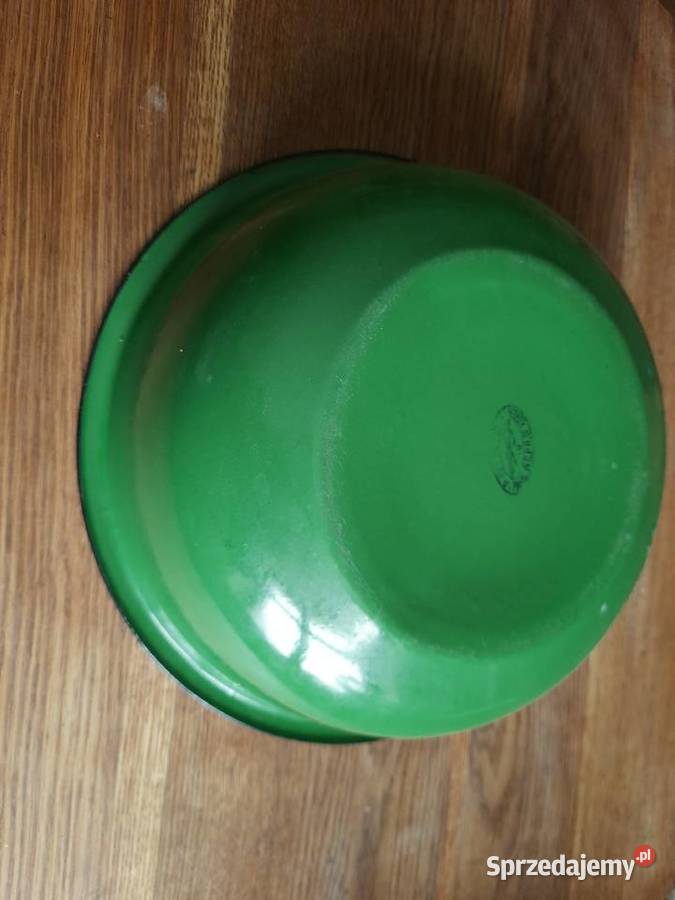 Stara emaliowana miska z PRLu motyw kwiaty Miski Morąg