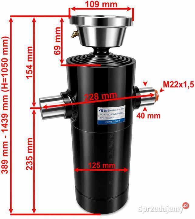 SIŁOWNIK HYDRAULICZNY WYWROTU 10T 1050 mm 105 Solec Kujawski