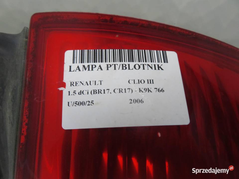 LAMPA PRAWA TYLNA RENAULT CLIO III 89035080