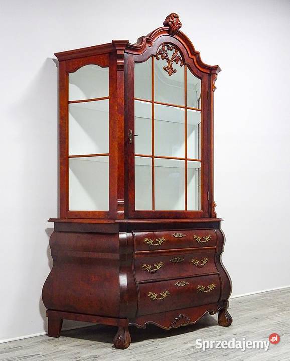 DREWNIANA WITRYNA 202 mahoń BIBLIOTEKA białe 138cm Kalisz