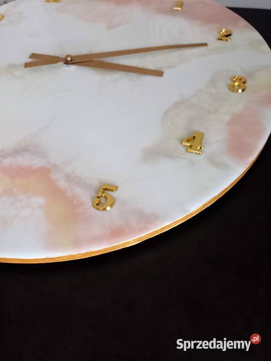 Zegar ręcznie wykonany z żywicy epoksydowej ścienny