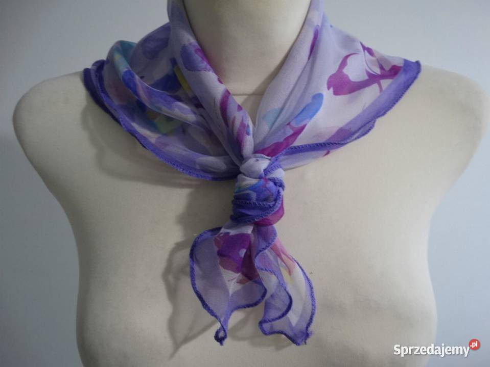 Apaszka Jedwabna Chustka Liliowy Kolor Pastelowy Pozostałe