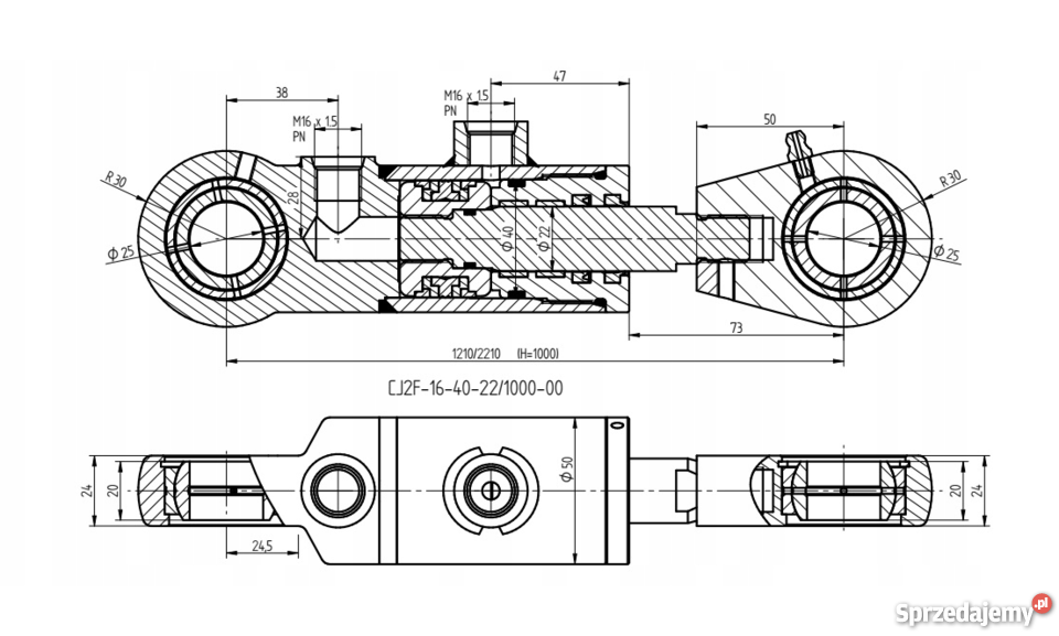 Cienki Siłownik Hydrauliczny Cylinder Skok 1000 Solec Kujawski