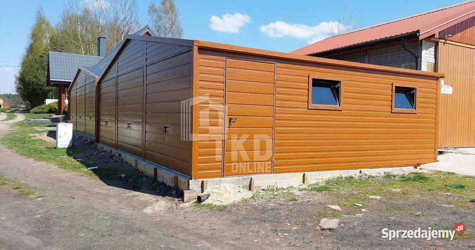 Garaż Blaszany 95x6 Brama drewnopodobny 2x okno łódzkie Sieradz