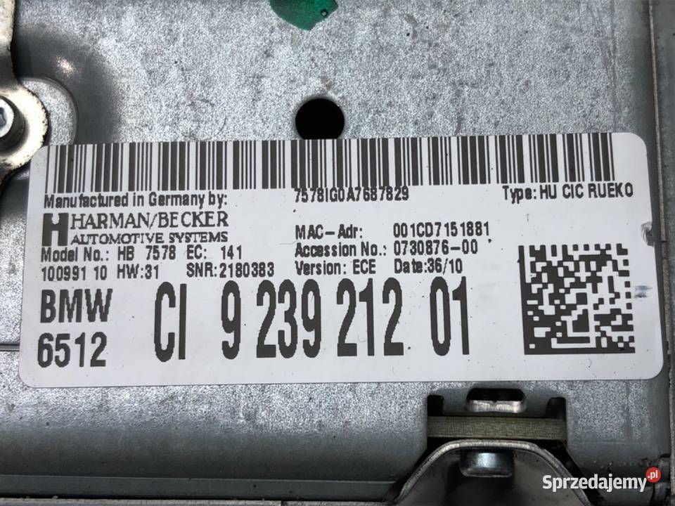 RADIO BMW E91 9239212 0412 ODTWARZACZ MULTIMEDIA podkarpackie