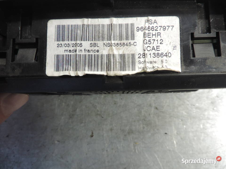 PANEL KLIMATYZACJI 9646627977 PEUGEOT 307 FL Nowy Sącz sprzedam