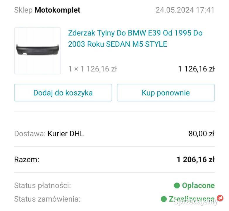 Zderzak tył tylny przód przedni bmw e39 mpakiet Augustów sprzedam