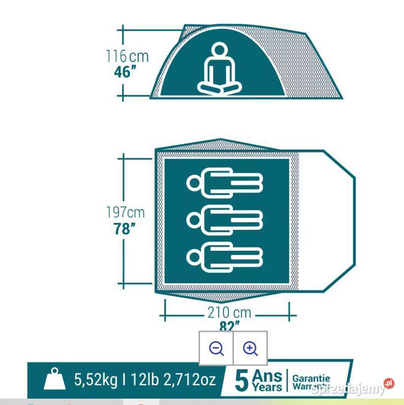 Namiot kempingowy Quechua MH100 XL 3osobowy Płock
