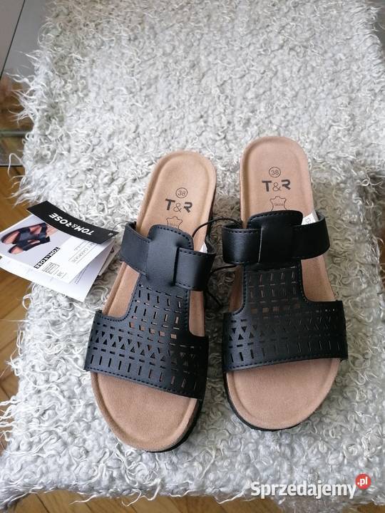 NOWE CZARNE SANDAŁY DAMSKIE TOMROSE R38 Łódź