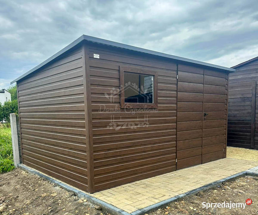 Schowek domek 4x2 brama okno ciemny orzech Domki narzędziowe